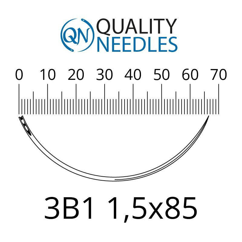 Голки хірургічні ріжучі, 3/8, пружинне вушко, розмір 1,5х85 мм, 10 шт.